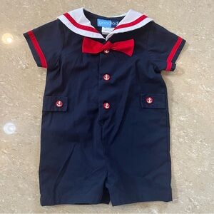 Good Lad Baby Toddler Navy and Red Sailor Romper 12 months Nautical